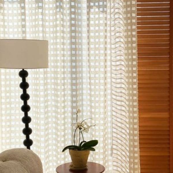 1PC new grid screen curtains, living room bedroom decoration curtains, personalized decoration through pole windows, screen windows