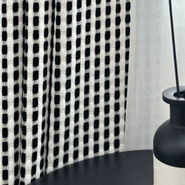 1PC new black and white high-end checkered curtains, living room and bedroom decorations, personalized decorations, pole windows, and screen windows
