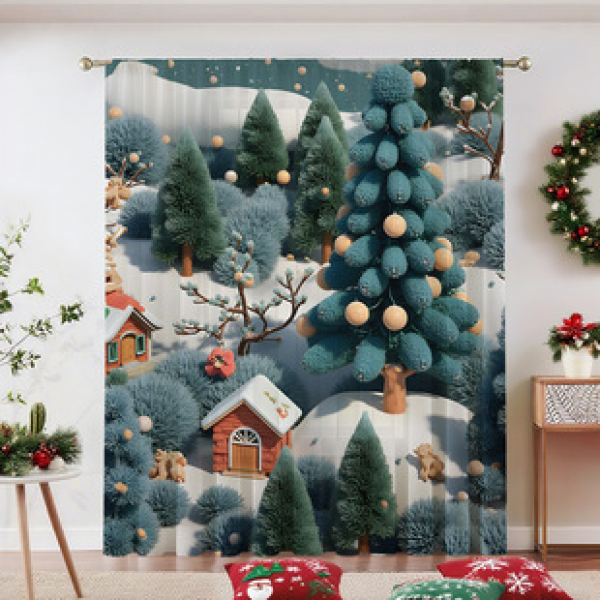 1pc new 20250911 Christmas series window screen 3D digital printing factory direct sales bedroom living room decoration wear