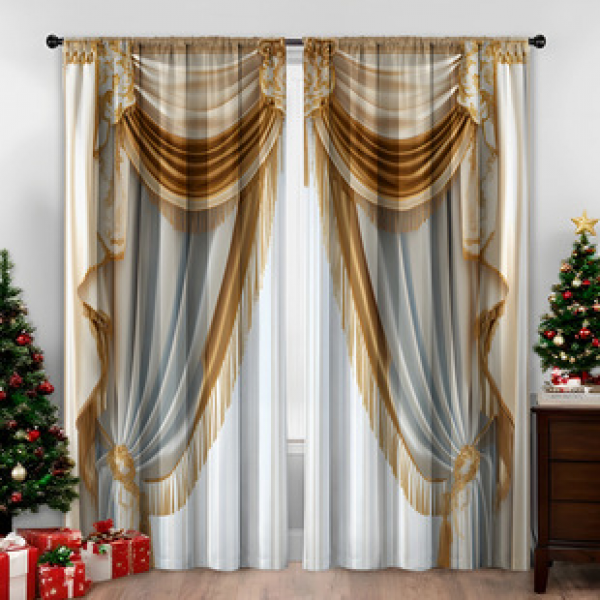 2PCS Christmas series curtains factory distributes 3D digital printing cross-border Amazon curtains hot selling patterns