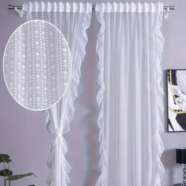 1PC new airplane yarn with yarn edge curtains, living room and bedroom decoration curtains, personalized decoration, pole window and screen window