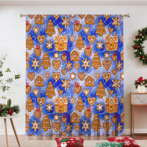 1pc new 2025 Christmas series window screen 3D digital printing factory direct sales bedroom living room decoration pole through window