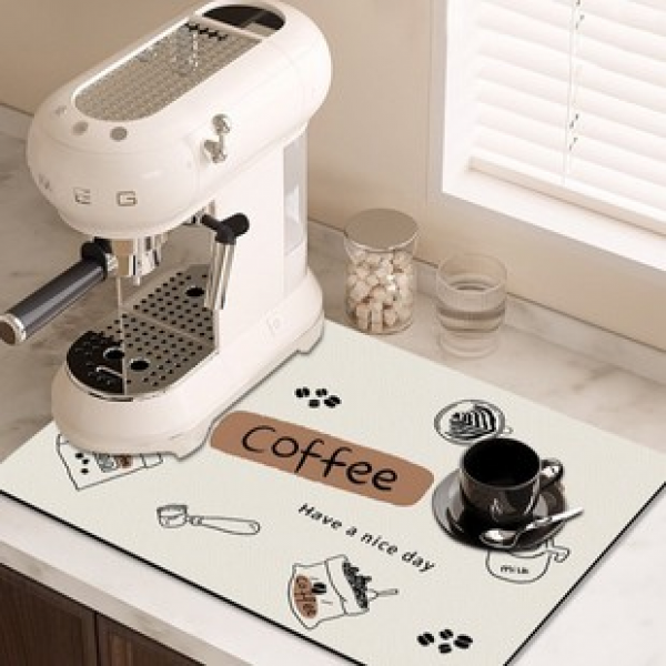 Coffee machine, washbasin, absorbent pad, kitchen countertop, drain pad, quick drying, non slip, bar counter, splash proof pad, foot pad