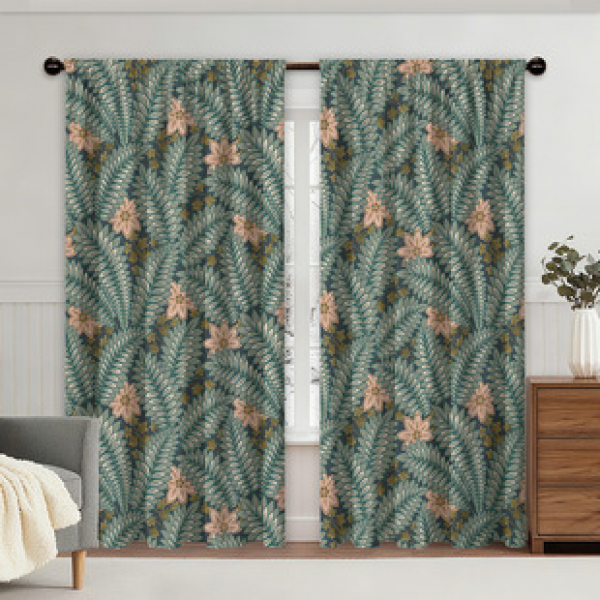 2PCS Christmas floral curtains factory distributes 3D digital printing cross-border Amazon curtains hot selling patterns