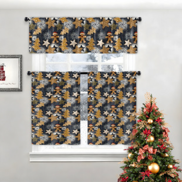 Manufacturer provides cross-border e-commerce platform with digital printing, kitchen small windows, boutique short curtains, and factory distributes Christmas series