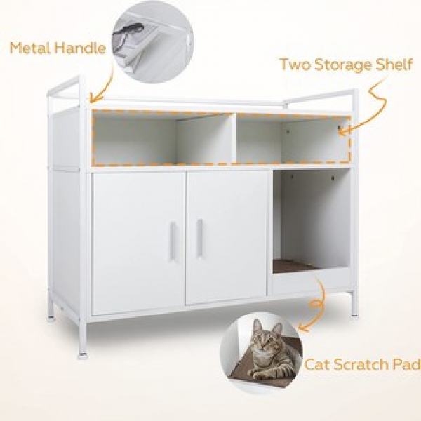 Cross border e-commerce bedroom living room cat litter box furniture large storage cabinet with double doors and open shelves