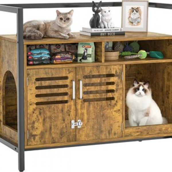 Customized cat cabinet furniture with louver doors for cross-border Amazon exclusive use, suitable for living rooms, bedrooms, and pet furniture