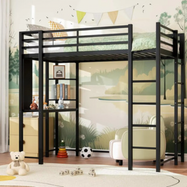 Metal elevated bed, high and low double layered iron bed, household simple iron bed, duplex second floor bed, bunk bed, table, wrought iron bed, trendy