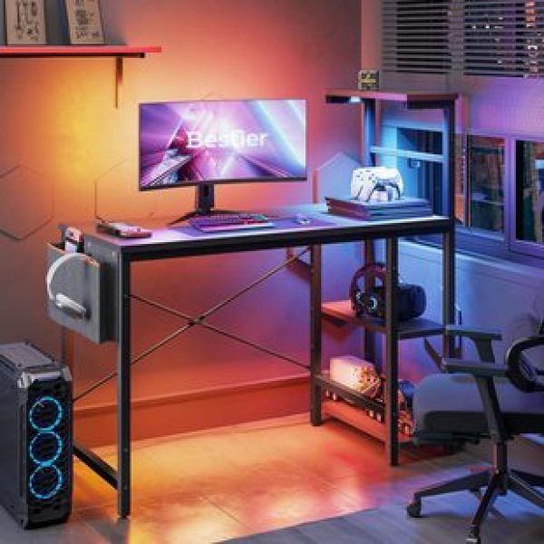 Student desk, commercial desk, cross-border exclusive iron wood combination with power socket and USB gaming desk