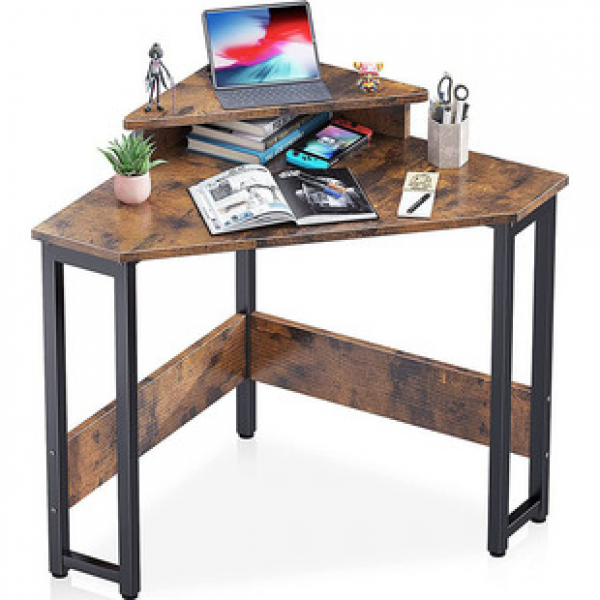 Cross border dedicated student writing desk, computer desk, American style corner table with monitor stand, triangular office desk, practical