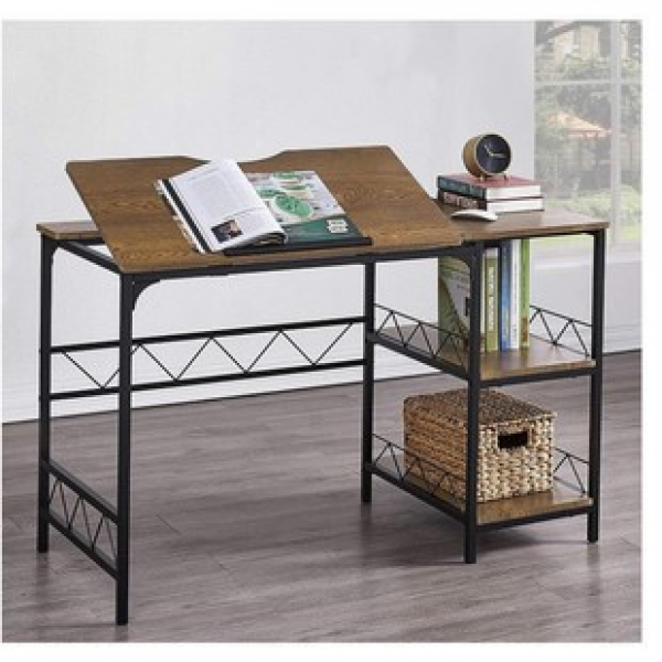 Customized home office desk with tilting tabletop suitable for reading, drawing, cross-border e-commerce, fashionable and simple steel and wood furniture