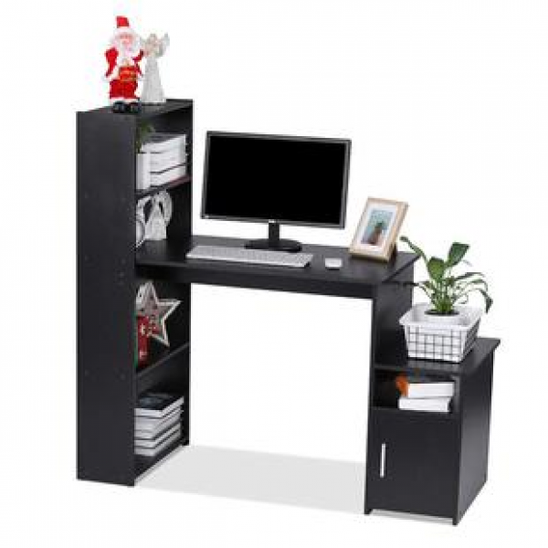 Factory direct sales multifunctional black simple and practical computer desk with storage cabinet, multiple colors and sizes can be customized