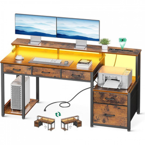 Cross border direct sales computer desk can hold printers, multifunctional desktop double-layer desk with drawers, home desk, office desk