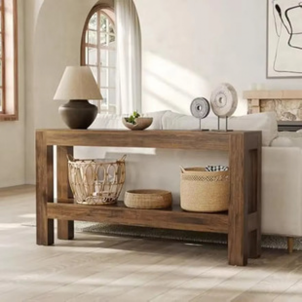 Wabi Sabi style retro solid wood pattern corridor end view Taipei European entrance cabinet medieval entrance table entrance table