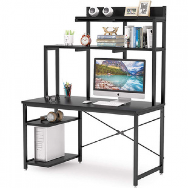 Amazon cross-border hot selling simple modern desktop office desk, home student desk, iron wood combination simple desk