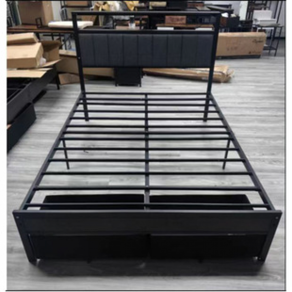 Cross border double bed with drawers, wrought iron bed, steel wood iron frame bed, thickened iron bed, modern minimalist bed, dormitory bed