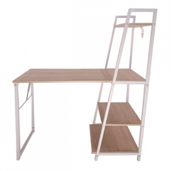 Steel wood computer desk, office desk, household student writing desk, simple and foldable multi-layer storage bookshelf