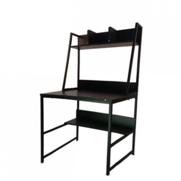 Customized desktop computer desk, minimalist home desk with bookshelf combination, industrial wind steel wood computer desk, office