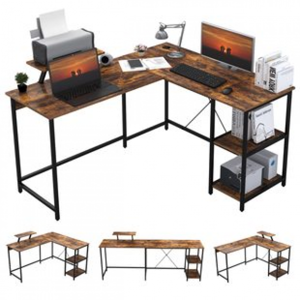 Customized retro trend style multi-purpose desktop computer desk factory wholesale practical with built-in mainframe bracket corner table