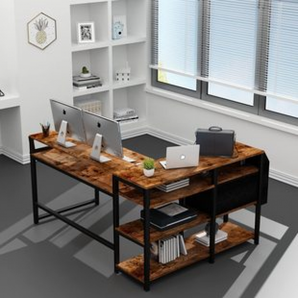 Customizable computer desk, study desk with file cabinet, non-woven fabric bag, Amazon hot selling home L-shaped office desk trend