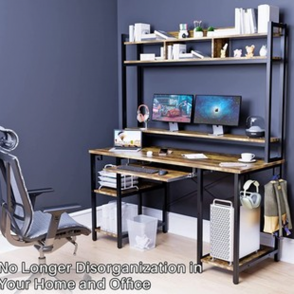 Customized home computer desk, simple and creative desk, modern desktop desk, bedroom desk, computer desk with storage rack, trendy