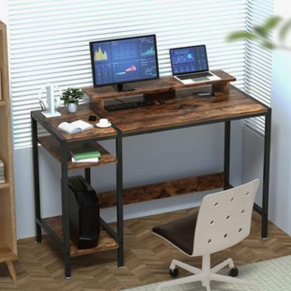 Office desk, student desk, study desk, iron wood study desk, desk bookshelf combination, home bedroom