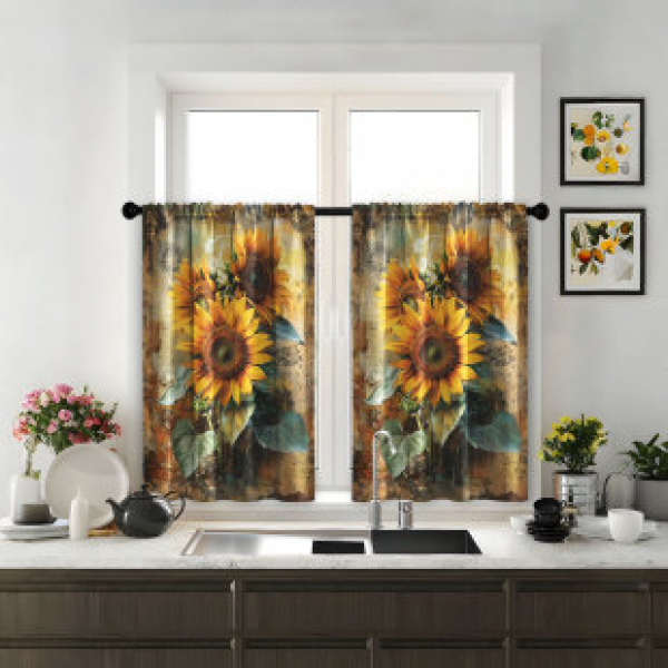 2pcs Kitchen Short Curtain Christmas Pattern Cross border Hot Sale Factory Direct Supply 3D Digital Printing Waterproof and Oil proof