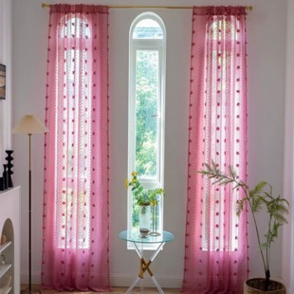 1PC new double row fuzzy ball curtains, living room and bedroom decorations, personalized decorations, pole windows, and screen windows