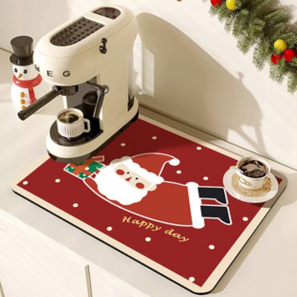 Cross border Christmas table mat, coffee machine drain mat, household kitchen countertop absorbent mat, oil resistant and heat-resistant tableware mat