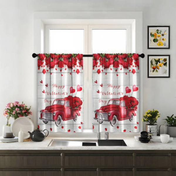 2pcs kitchen short curtain printing pattern cross-border hot selling factory direct supply 3D digital printing waterproof and oil resistant