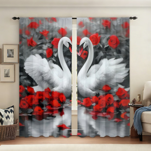2PCS Flower Landscape Pattern Curtain Factory OEM 3D Digital Printing Cross border Amazon Curtain Hot Selling Pattern