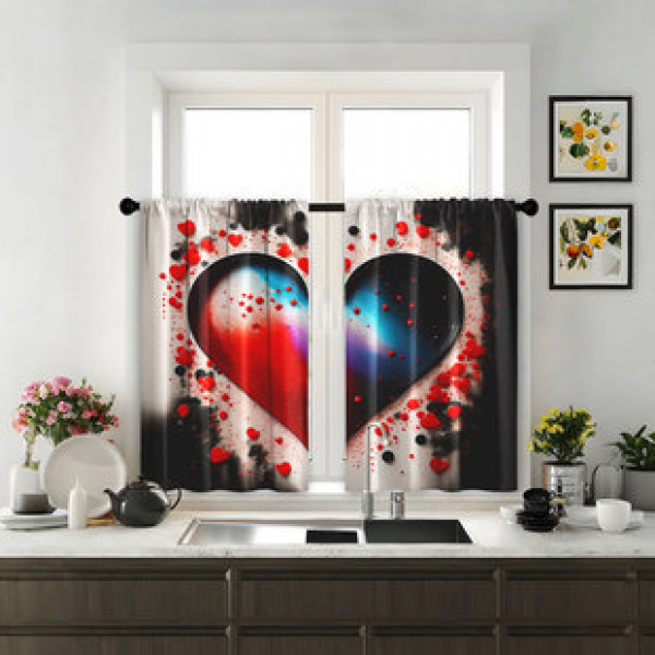 2pcs kitchen short curtain printing pattern cross-border hot selling factory direct supply 3D digital printing waterproof and oil resistant