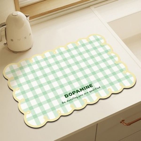Kitchen countertop drainage pad, diatomaceous earth quick drying absorbent tabletop tableware drying, anti slip insulation protection pad, bar counter pad