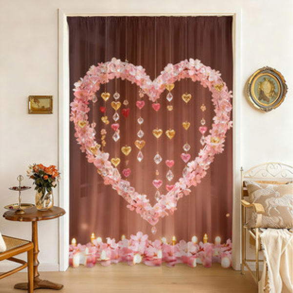 1pc new 2025 Valentine's Day window screen 3D digital printing factory direct sales bedroom living room decoration pole through window