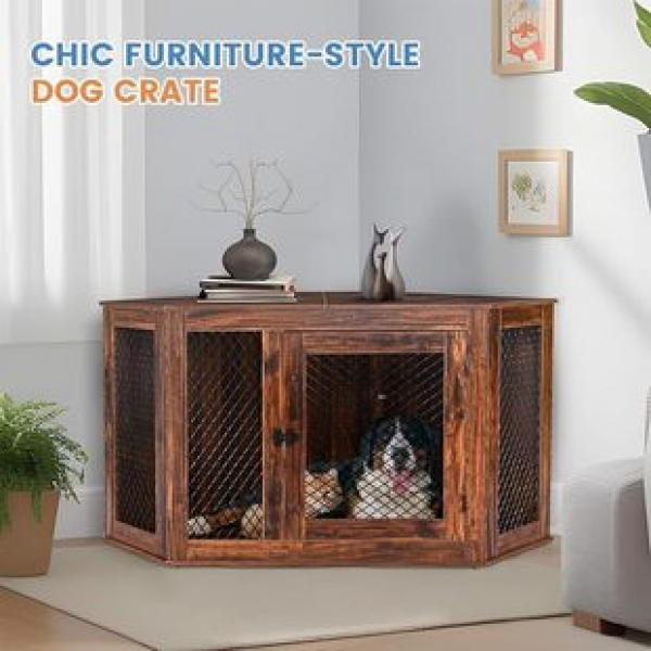 Cross border manufacturer direct sales simple and fashionable triangular wooden wall dog cage retro bedside dog house cat villa cage