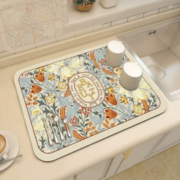Simple and modern absorbent pad, soft diatomaceous earth tabletop, anti slip tableware, dry and washable tabletop pad, kitchen countertop drain pad