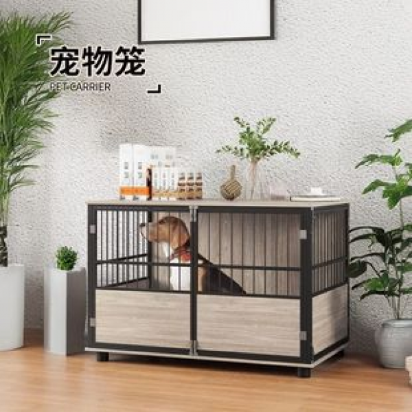 Amazon Hot Selling Double Door Indoor Dog Cage Dog Nest Side Table Pet Cage Dog Cage Furniture Steel Wood Dog Cage Table Hot selling
