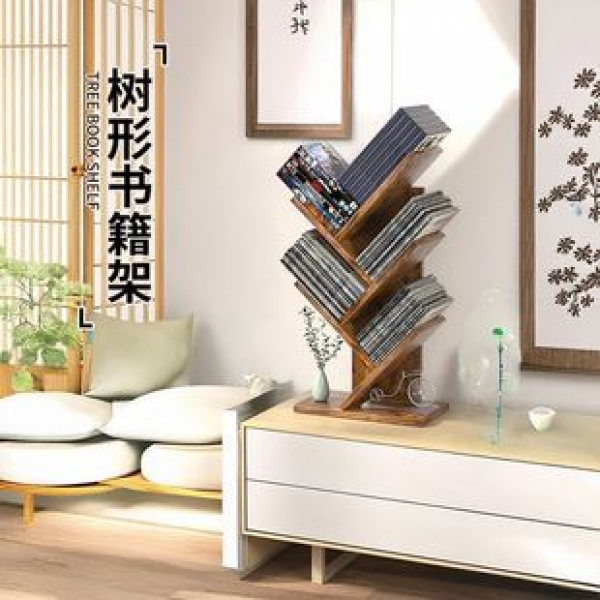 Cross border home student desktop multi-layer book storage and organizing rack, study wooden storage rack, wooden tree shaped bookshelf