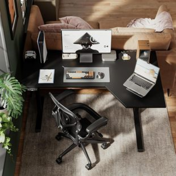 Suitable for both office and home use, electric standing desk, L-shaped adjustable height desk