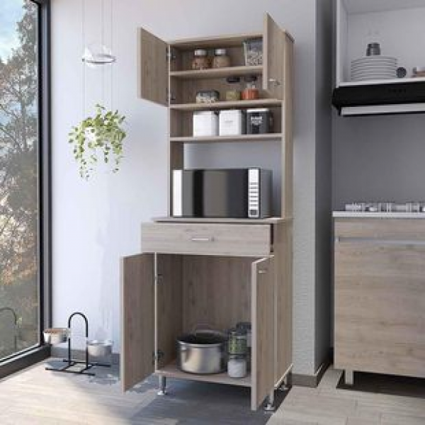 Suitable for modern independent kitchen food storage cabinets with 2 double doors and drawers