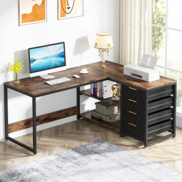 Corner Computer Desk Competition Desk Student Double Desk Desktop Home Desk Office Desk Combination Bookshelf Bedroom
