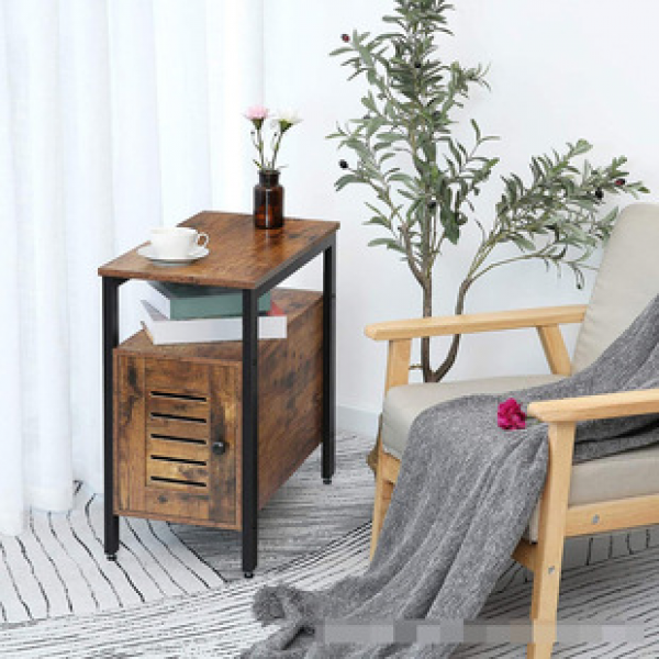 Cross border bedside table with louvered window sill, door opening and internal storage, square side table, industrial sofa, storage cabinet