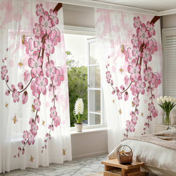 1pc new 2025 Valentine's Day window screen 3D digital printing factory direct sales bedroom living room decoration pole through window