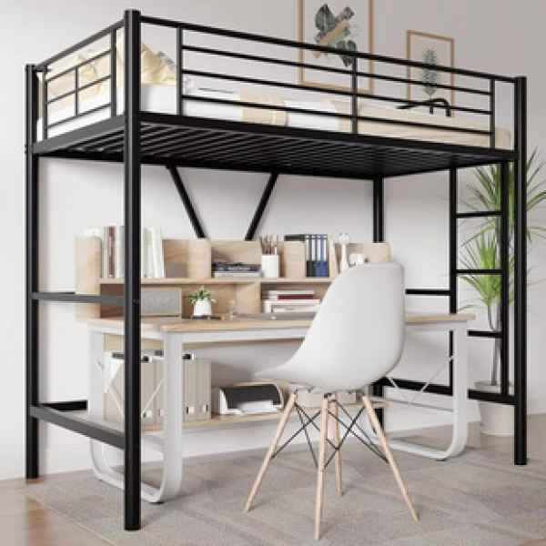 Cross border apartment bed can be disassembled and assembled, elevated bed, upper steel frame, upper and lower tables, iron art, space saving, upper bed, trendy