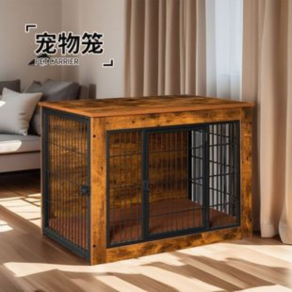 Cross border direct sales multifunctional movable pet house side table cat house pet cage iron dog cage steel wood pet table