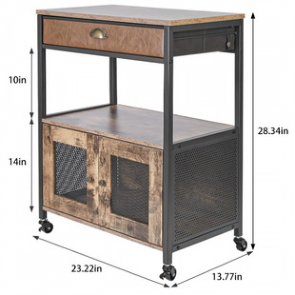 Suitable for family kitchen, dining room, living room, movable coffee bar cabinet with drawers, coffee cart storage rack, cross-border hot selling
