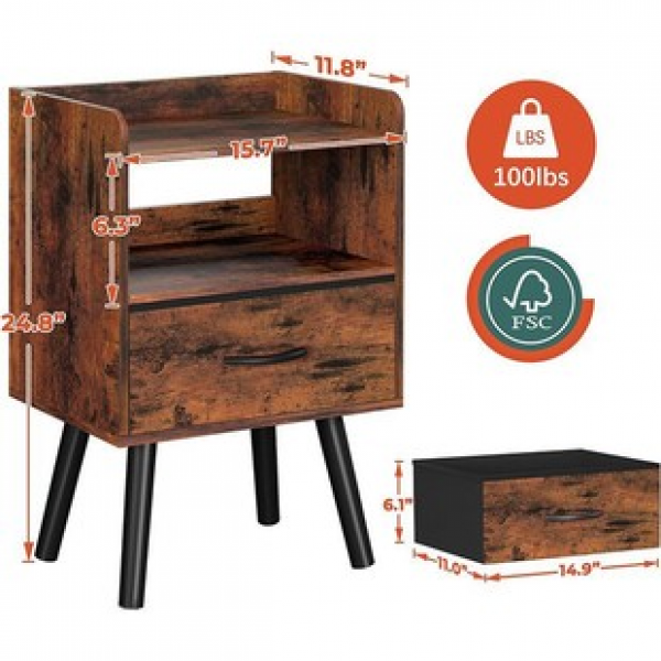 Simple and modern bedside table storage cabinet with solid wood legs, mini and small-sized, economical Nordic bedside cabinet