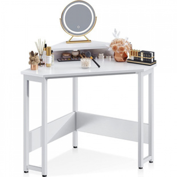 Women's and Girls' Makeup Desk Makeup Desk Bedroom Small Space Corner Makeup Desk with Monitor Stand Makeup Desk