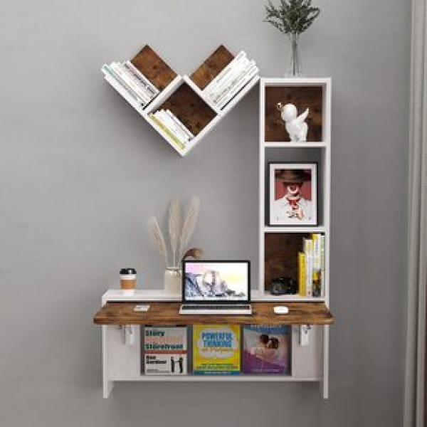 Cross border direct sales multi-layer bookshelf wall mounted storage rack, extended writing desk, new living room wall mounted multi-layer storage rack, trendy