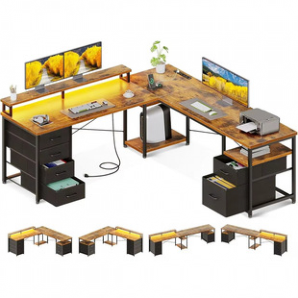 Corner computer desk e-sports double desktop home corner desk bookshelf combination bedroom L-shaped office desk